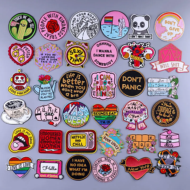 ЛГБТ мультфильм Гей Гордость вышитые нашивки для одежды буквы полоски утюгом