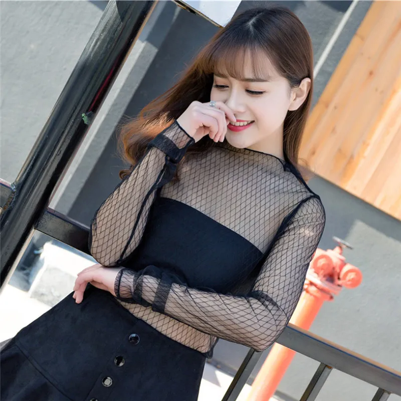 Женские сексуальные сетчатые Топы в стиле Харадзюку сетчатая Просвечивающая
