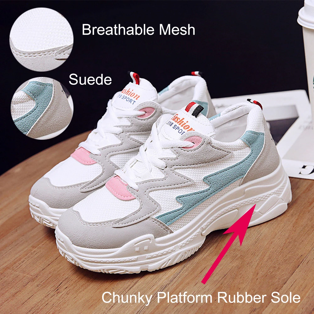 Женские кроссовки на платформе Повседневная обувь танкетке Цвет розовый Модная