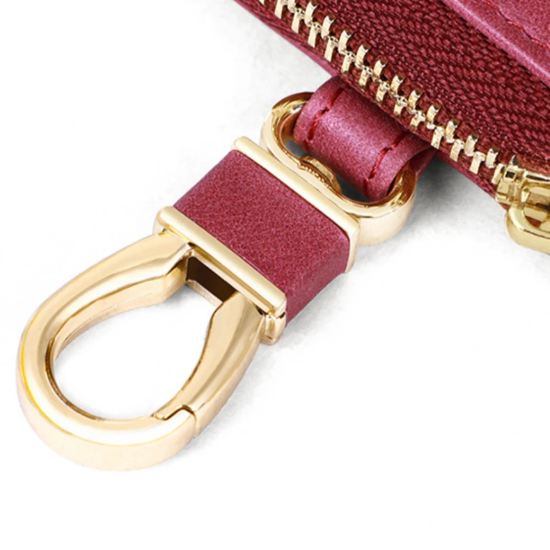 

Natural Cowhide Leather Women Mini Key Bag 2021 New Arrival Multi-function Solid Color Key Ring Bag For Man