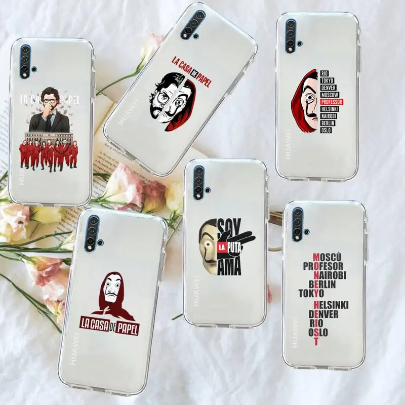 

Money Heist Spanish TV series Phone Case Transparent for Huawei honor P mate 40 20 30 10 50 i 9 x mate pro lite 8a