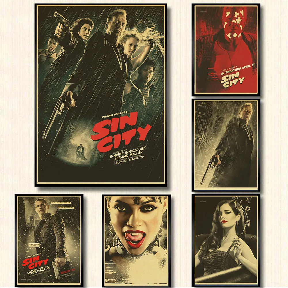 Sin City дама убить для кино Плакаты Винтаж Стиль наклейки на стену крафт Бумага