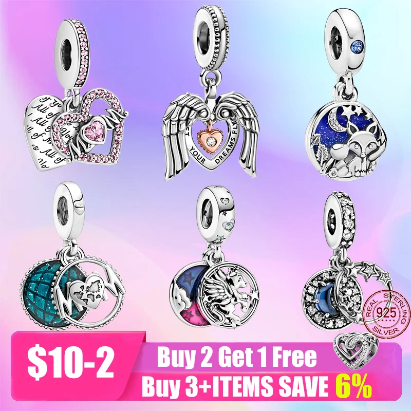 

New 100% Real 925 Sterling Silver MOM Girl Boy Charm Bead Fit Original Pandora Bracelets DIY Jewelry For Women Gift