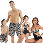 Семейный раздельный купальник для матери и дочери, модель 2022 года, семейные шорты для сына, Раздельный купальный костюм, сексуальный леопардовый купальник с оборками