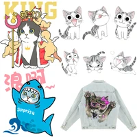 cute cat patches for clothing thermal stickers on clothes iron on vinyl heat transfer thermoadhesive patch diy applique for kids