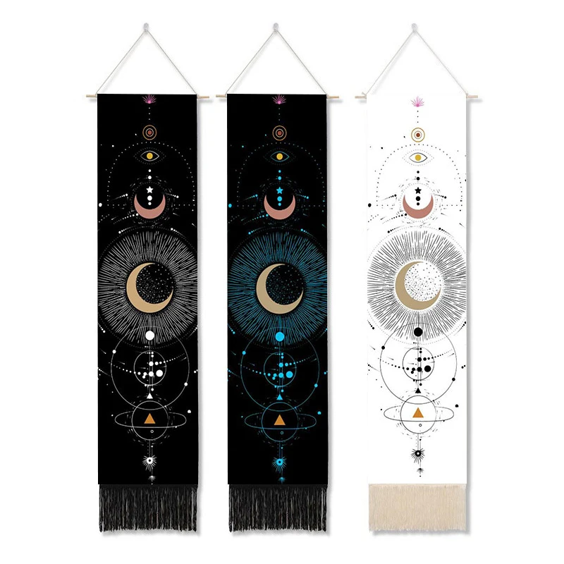 

Moon Tapestry Wall Hanging Boho Hippie Black White Planet Star Tapestries Wall Cloth Carpet For Living Room Home Decor Gift