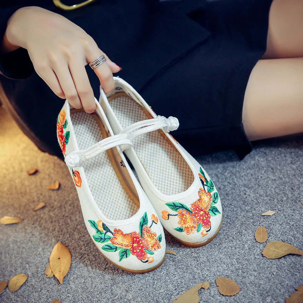 

Women's Shoes Fashion Wedges Embroidered Cloth Shoes Women Ballet Shoe One Word Buckle Comfortable Platform High Heels
