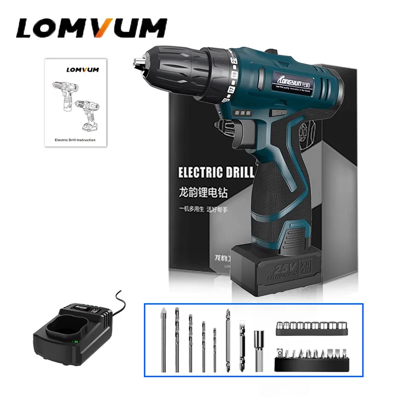 24V PC 1 Battery LOMVUM 2 скоростная электрическая дрель Водонепроницаемая перезаряжаемая электрическая отвертка многофункциональные электроинструменты Мини аккумуляторная дрель - Цвет: 24V PC 1 Battery