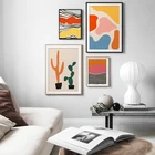 Современные абстрактные разноцветные геометрические растения настенная живопись холст картина постеры и принты домашний Декор Гостиная Спальня