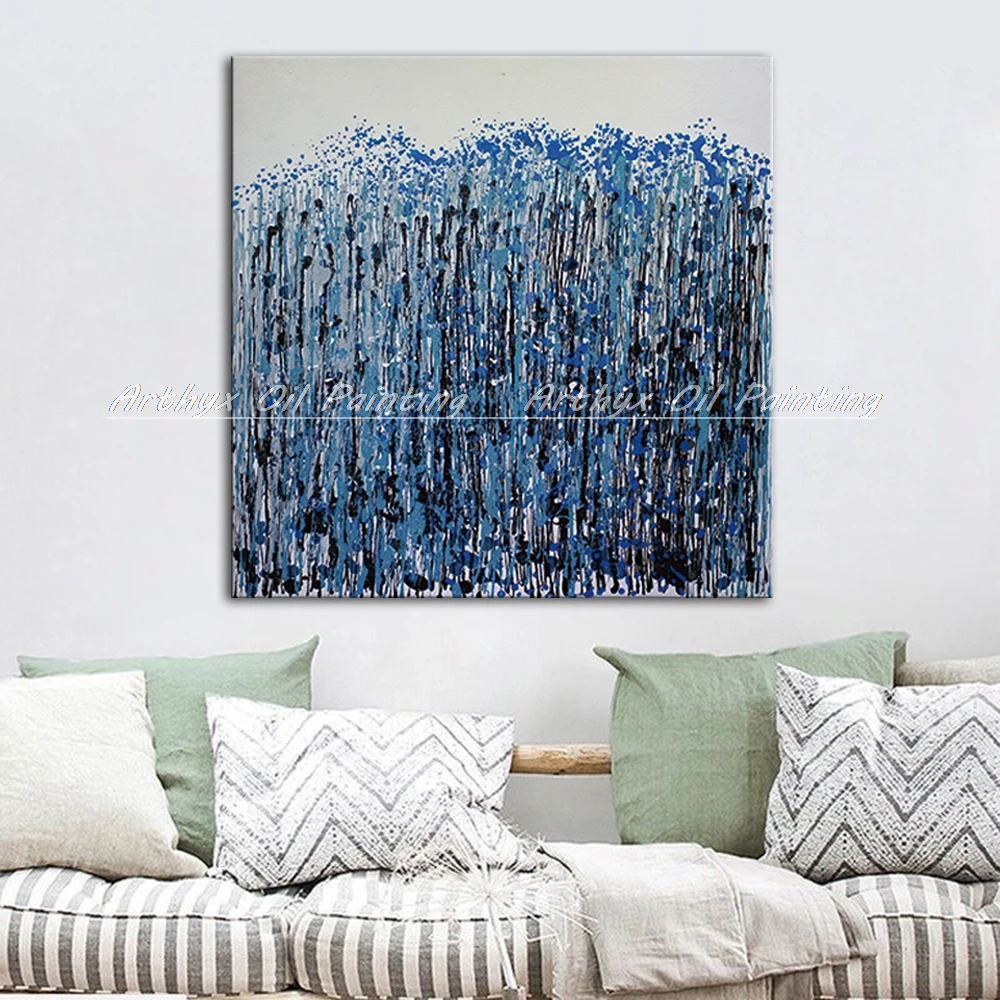 Оригинальная ручная роспись красного и синего цветов абстрактная картина маслом