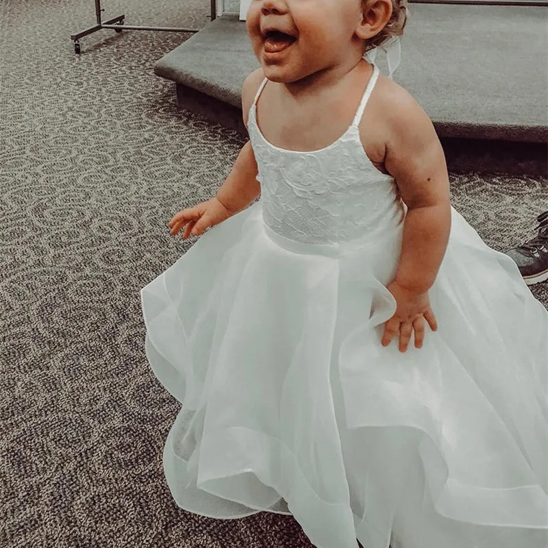 Кружевные платья для первого причастия Детское праздничное платье с цветочным