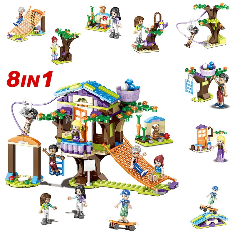 8in1 совместимый для девочек друзья дерево дом строительные блоки укладки