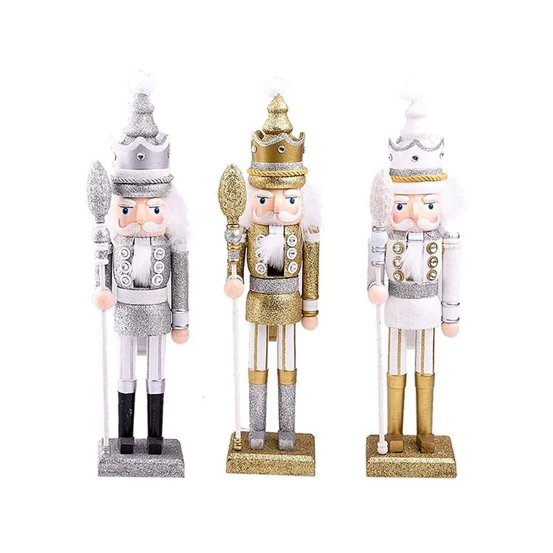 

Home Decoration Model 43cm Wooden Handcraft Nutcracker Soldier Figurine Puppets Statue King Gifts For Children Parlor Ornament