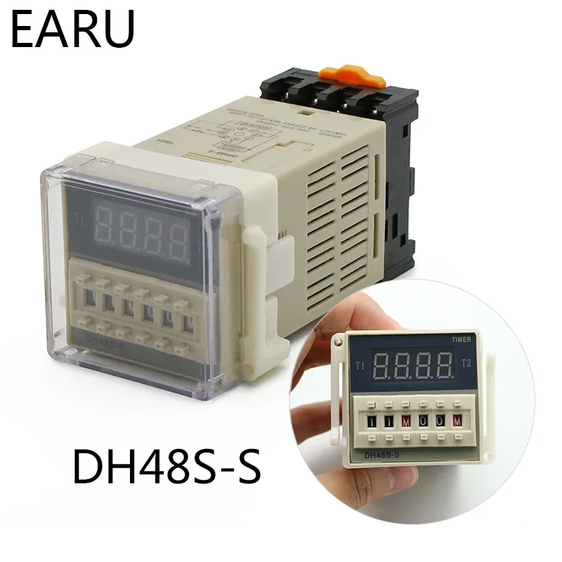 DH48S-S 0,1 s-990h AC 110V 220V DC 12V 24V повторный цикл SPDT программируемый таймер реле времени с разъемом DH48S Din Rail - изображение