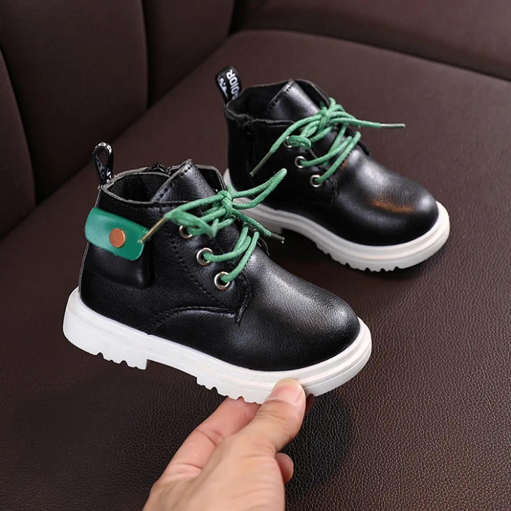 New Autumn Kids Fashion England Martin Boots Children Girl Unisex Baby Toddler PU Leather Shoes For Boys Ankle |