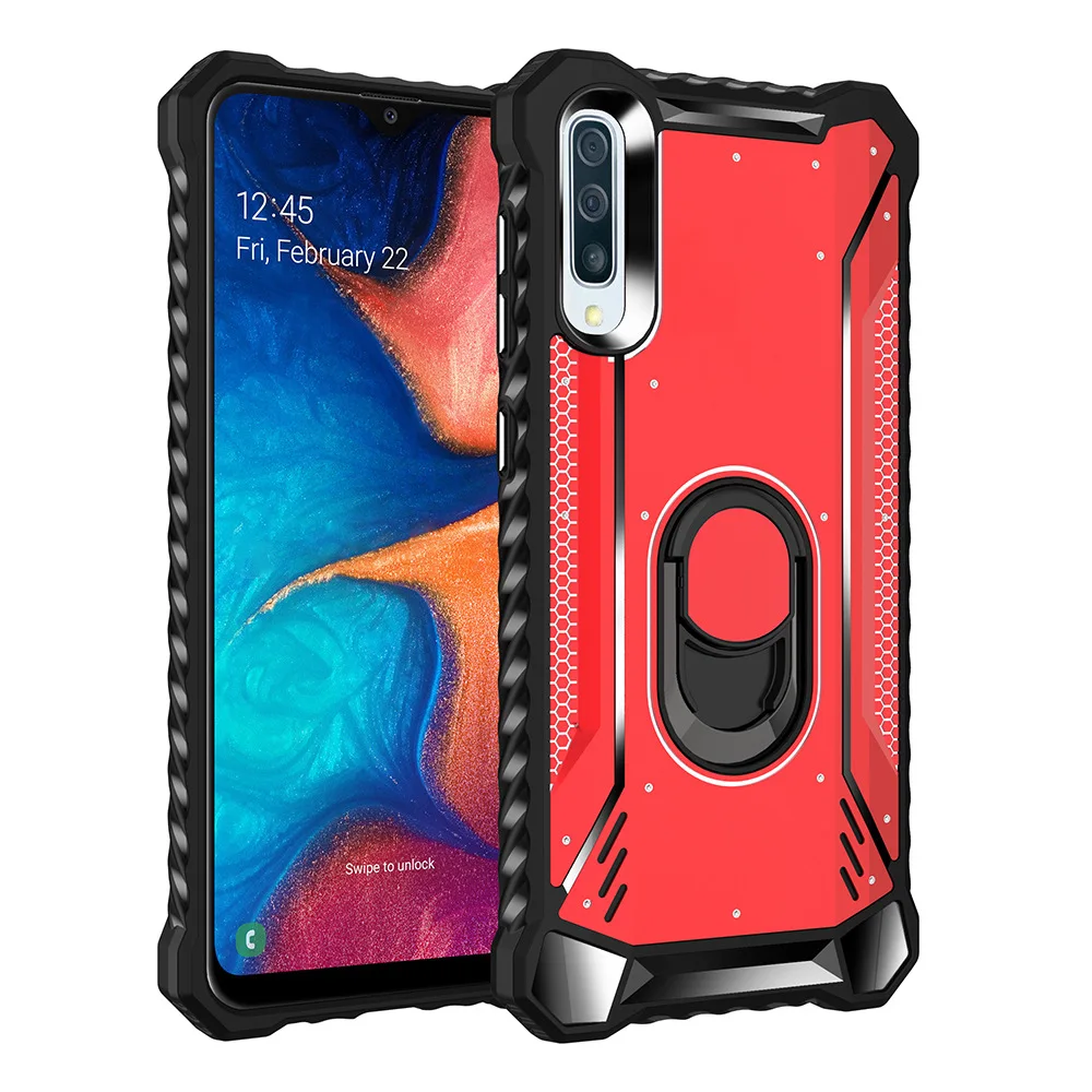 Чехол-броня для samsung A70 с алюминиевым металлическим кольцом, сверхпрочная защитная задняя крышка для samsung Galaxy S10 S9 Note 10 Plus S10e чехол - Цвет: Красный