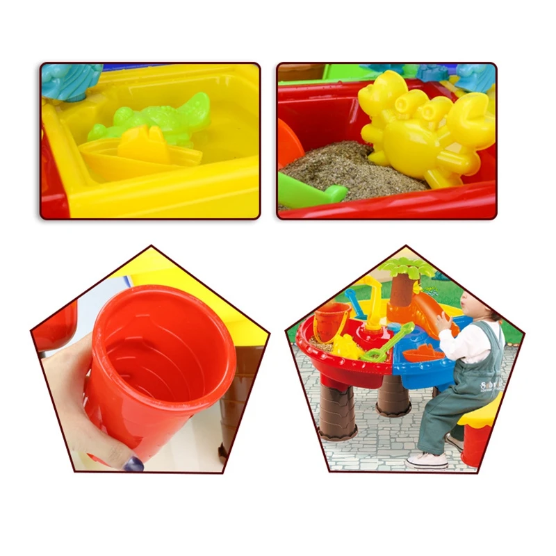 

Kids Sand Pit Set Sand & Water Table for Toddler Sandbox Activity Table Beach Toys for Sand Castles Water Play