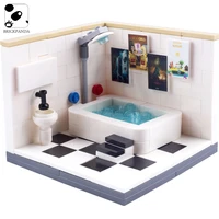 mini city house furniture building blocks parts bathroom bathtub figures printing accessories moc bricks children diy toys