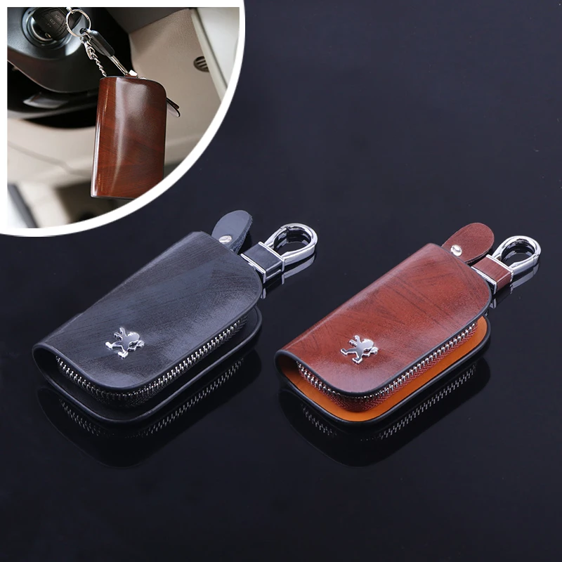 

Car Genuine Leather Key Purse Key Buckle Bag Wallet Auto Styling Key Case Decoration For Peugeot 5008 308 408 508 3008 2008 4008