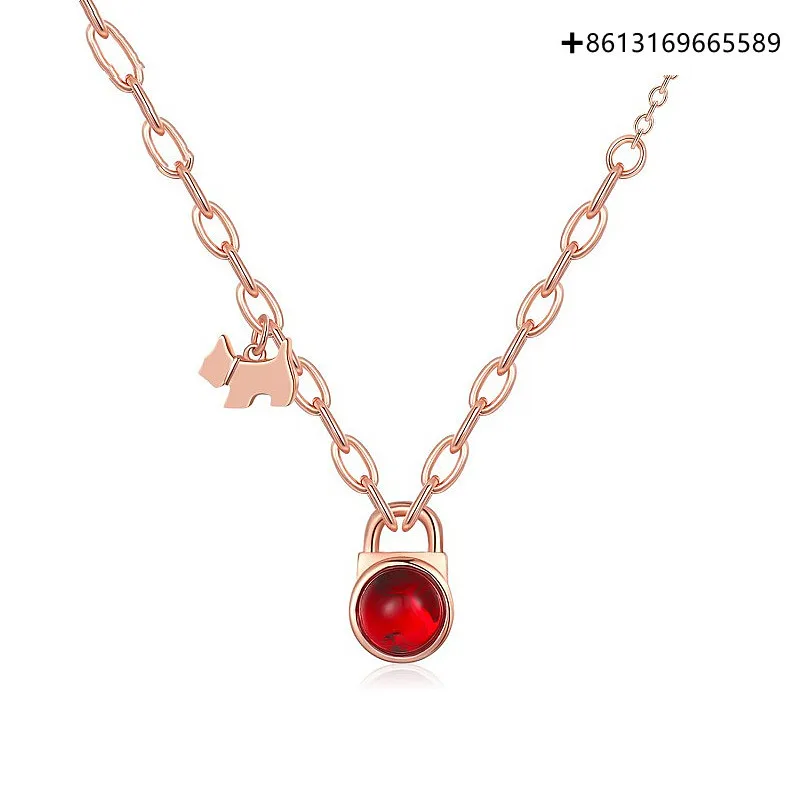 

Fashion boutique new 925 silver necklace female small red key lock pendant couples gift collarbone chain female