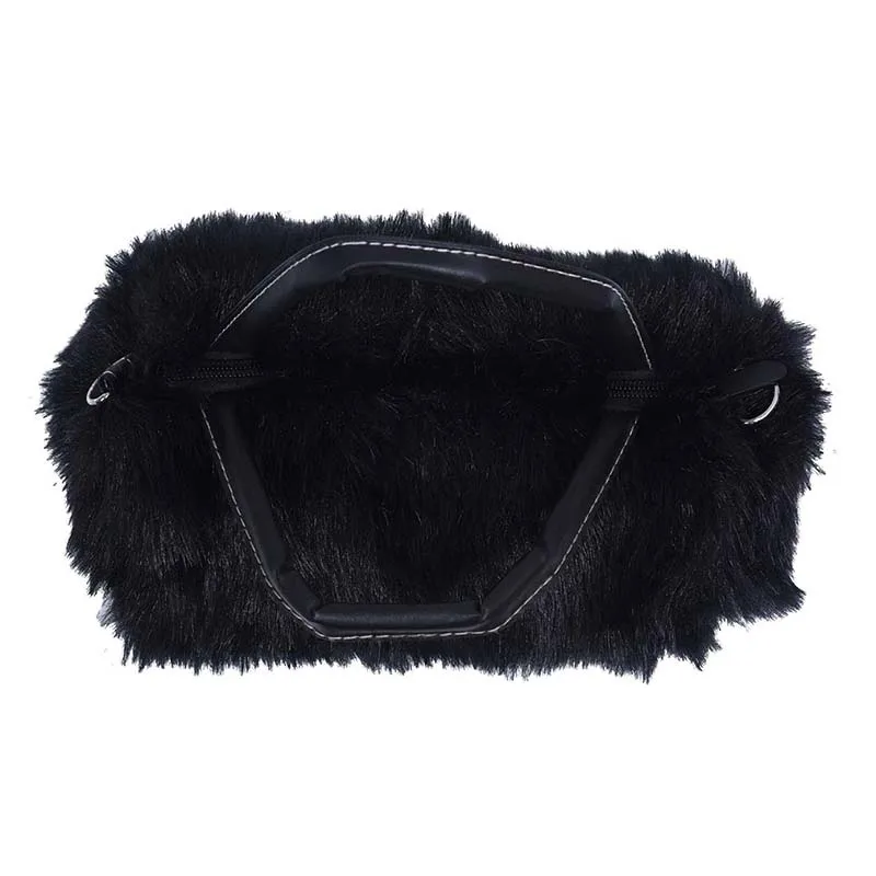 Красивая меховая кожаная сумка на плечо зимняя черная|Сумки с ручками| |