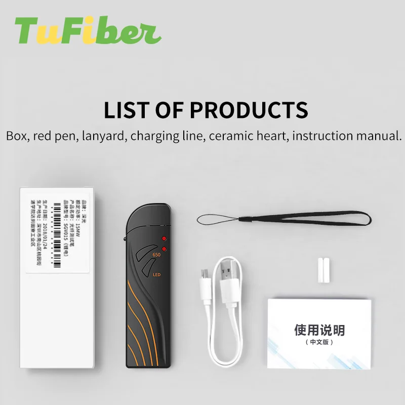 Free Shipping Optical Fiber 15Km 30MW Red Laser Pen Fiber Fault Locator FTTH Fiber Optic Test USB charge LED Lighting Pen VFL
