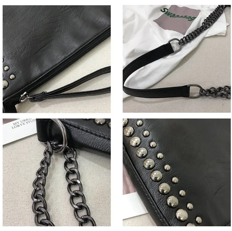 Женская сумка новинка 2019 через плечо с заклепками Большая вместительная