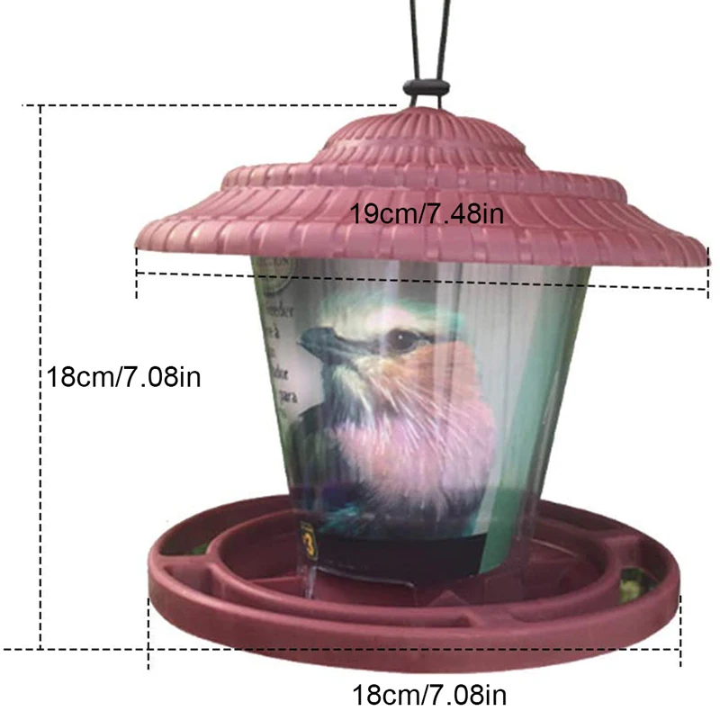 

1pc Hot Selling Bird Seed Feeder Weatherproof Detachable Bird Feeder Parrot Feeder With Roof Bird Supplies Solid Color