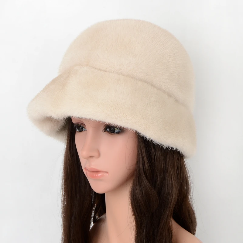 Модная 2020 Кепка Женские Зимняя Норковая Меховая Кепки Теплая Черная Шапка Из
