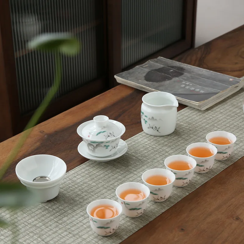 Tea Set Include 1 Pot 6 Cup High quality elegant gaiwan Beautiful and easy teapot kettle teacup Travel Kung Fu | Дом и сад