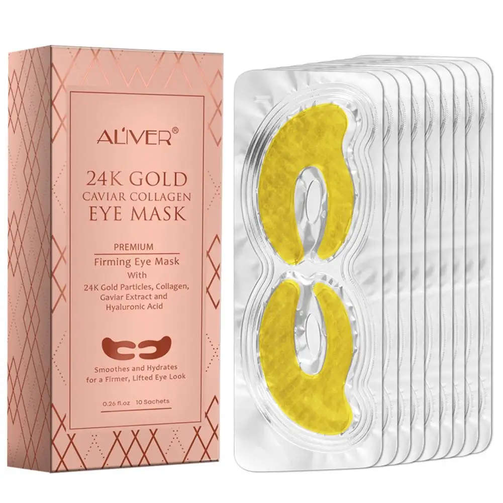 

10 Pairs 24K Gold Eye Mask Remove Eye Bag Dark Circle and Crow's Feet Moisturizing and Eliminating Fatigue for Eyes Care