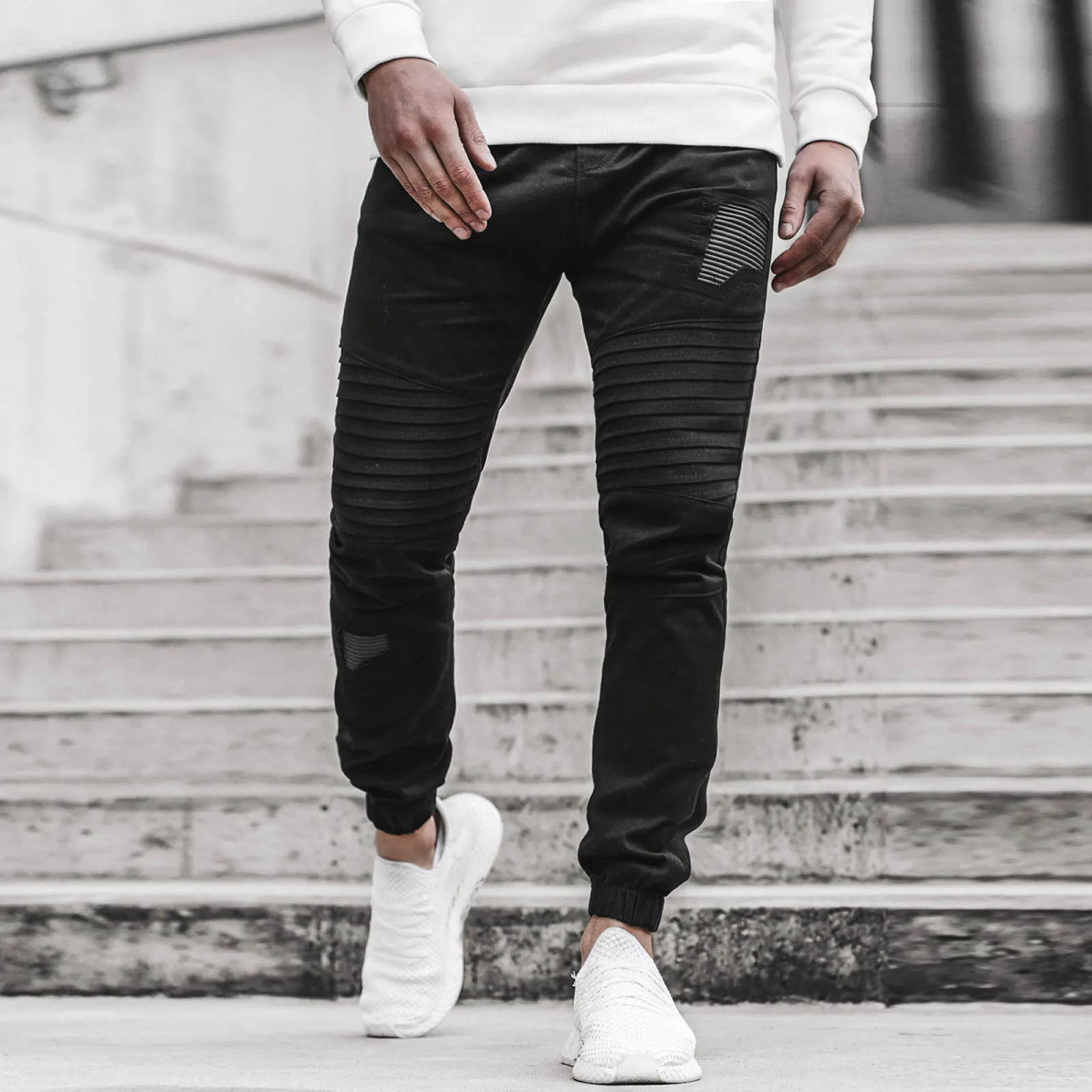 

Новинка мужские повседневные брюки для фитнеса однотонные брюки с карманами для бодибилдинга кожаные длинные спортивные брюки Повседневн...