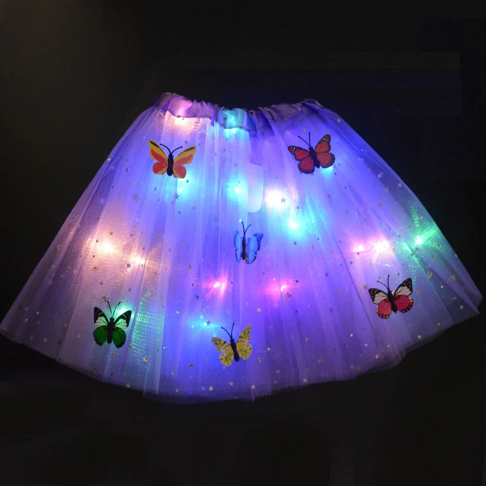 Светодиодная подсветка для женщин и девушек светящаяся юбка пачка со звездой