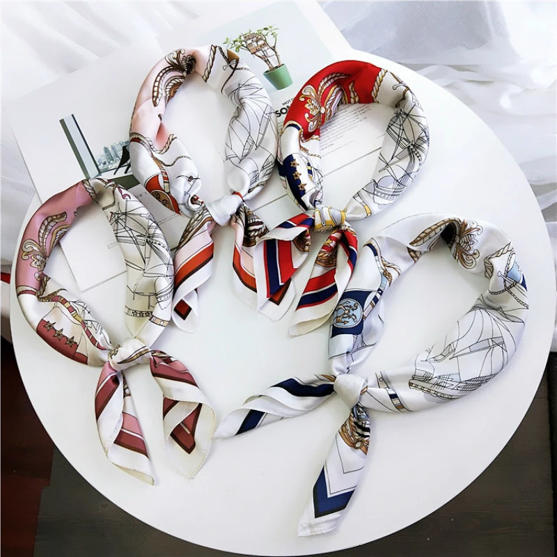 Новинка 70*70 см стильный шелковистый атласный платок с принтом лошади и лимона