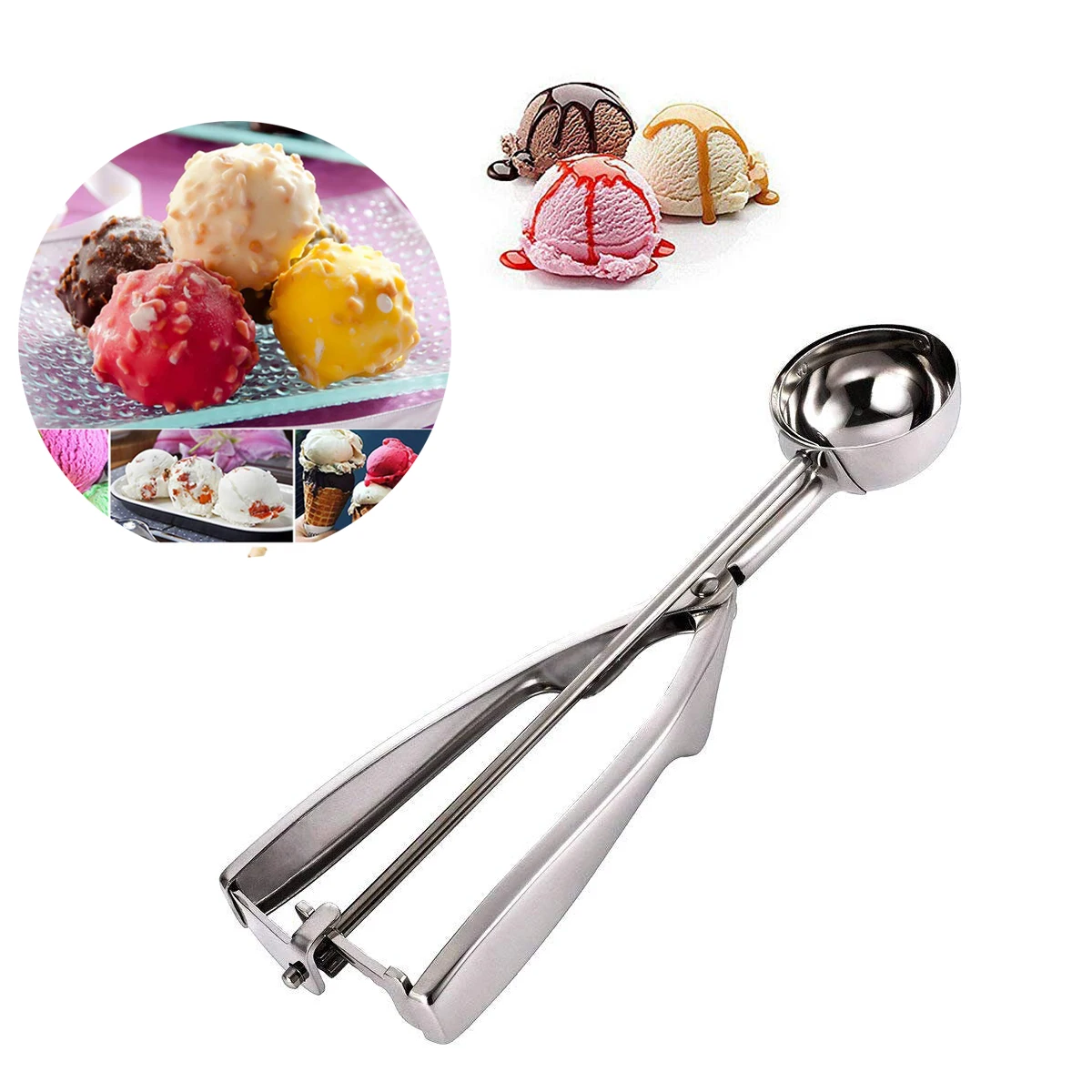 3 размера ложка для кухонного мороженого из нержавеющей стали с пружинной ручкой