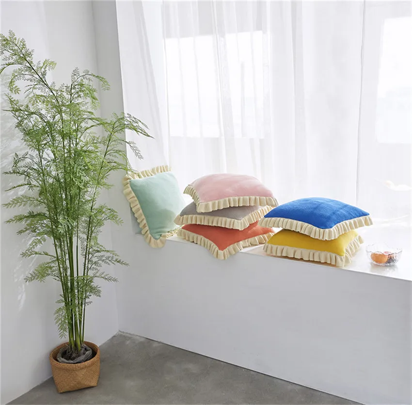 

45x45 см чехол для дивана с рюшами розовый чехол для подушки Чехол на диван-кровать для дома украшение для стула 17,72x 17,72 дюйма