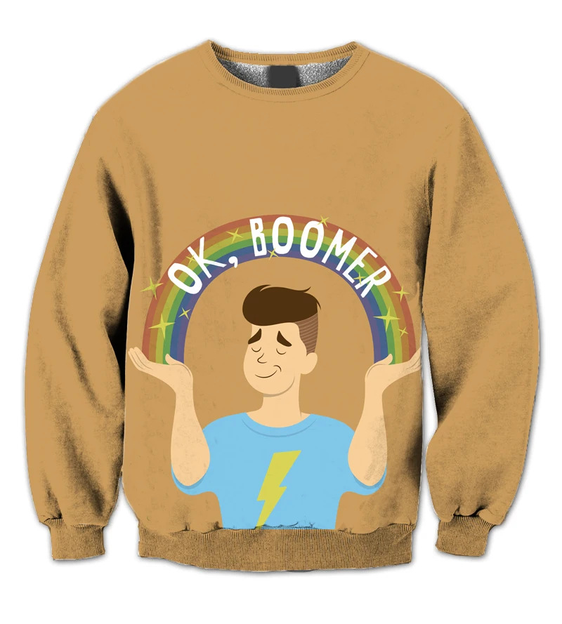 

REAL AMERICAN US SIZE Ok Boomer Sublimation Print Crewneck Sweatshirts