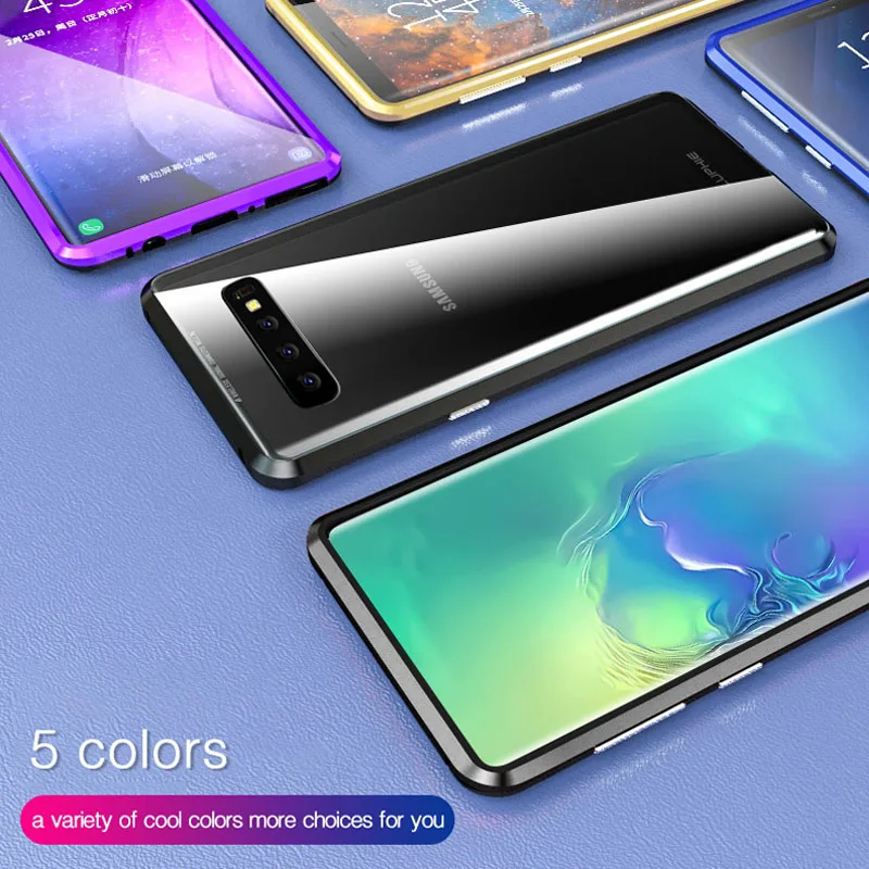 

Luphie 360 Degree Full Magnetic Case For Samsung Galaxy S10 Plus S10e Front Back Glass Case Cover For Samsung S10 Magnet Cases