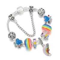 rainbow pendant rainbow beaded color footprint color bracelet silver plated snake bone chain ladies children bracelet jewelry