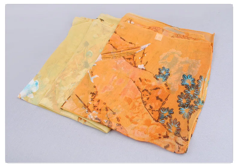 

Scarf Women Spring Summer Silk Scarves Thin Flower Shawls And Wraps Foulard Print Hijab White
