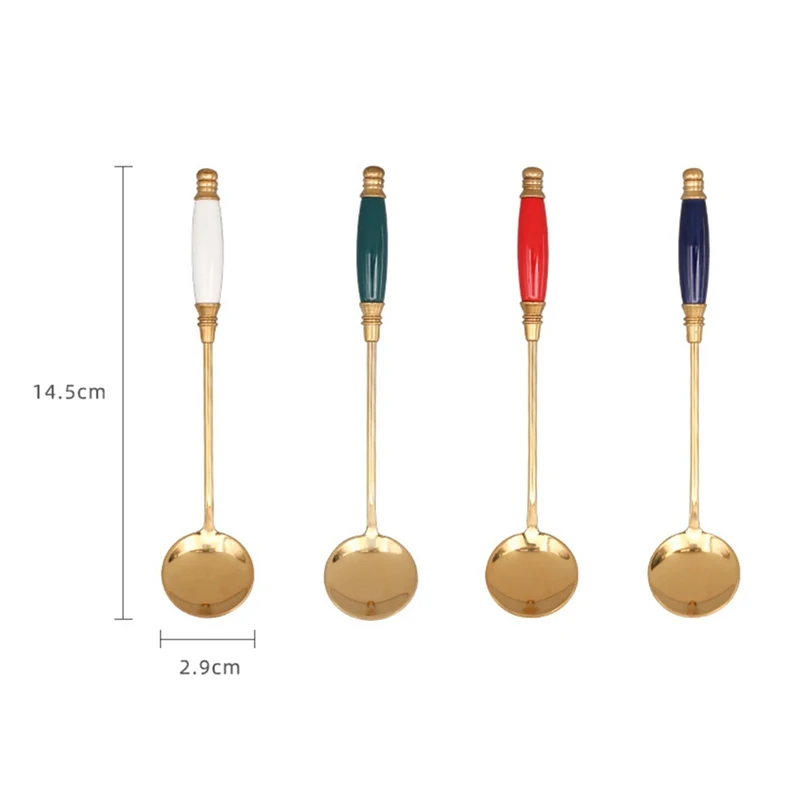 

Stainless Steel Spoon Simple Ceramic Handle Coffee Mix Spoon Home Afternoon Tea Dessert Coffee Spoon Kichen Tools