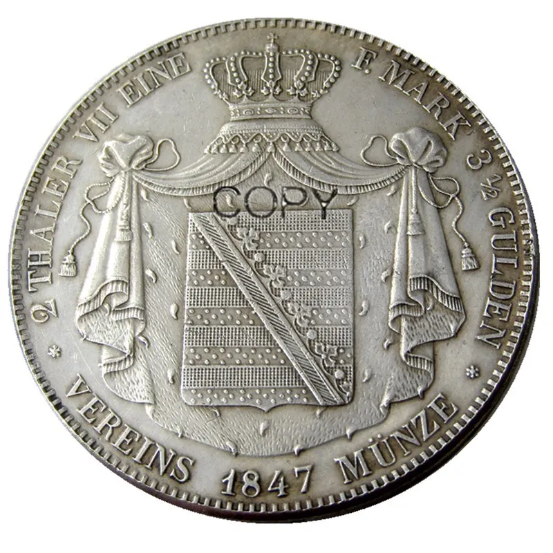 Немецкие штаты. Saxe-altenmt. Джозефа. 1847 F AR 2 Thaler Посеребренная копировальная монета -
