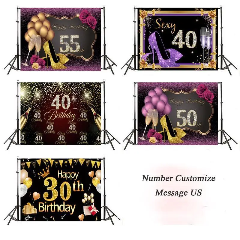 

Anniversary Photography Background Photocall Personal Women High-heeled Shoes Birthday Party Photo Shoot Backdrop Customize