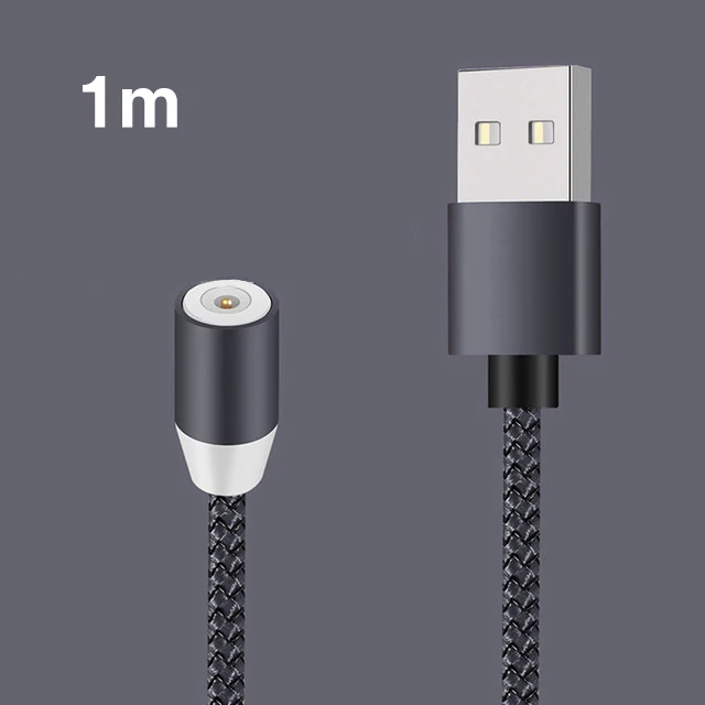 Grey (noly line) Магнитный зарядный светодиодный кабель Micro usb type C 2A для быстрой зарядки и передачи данных для мобильных телефонов - Цвет: Grey (noly line)