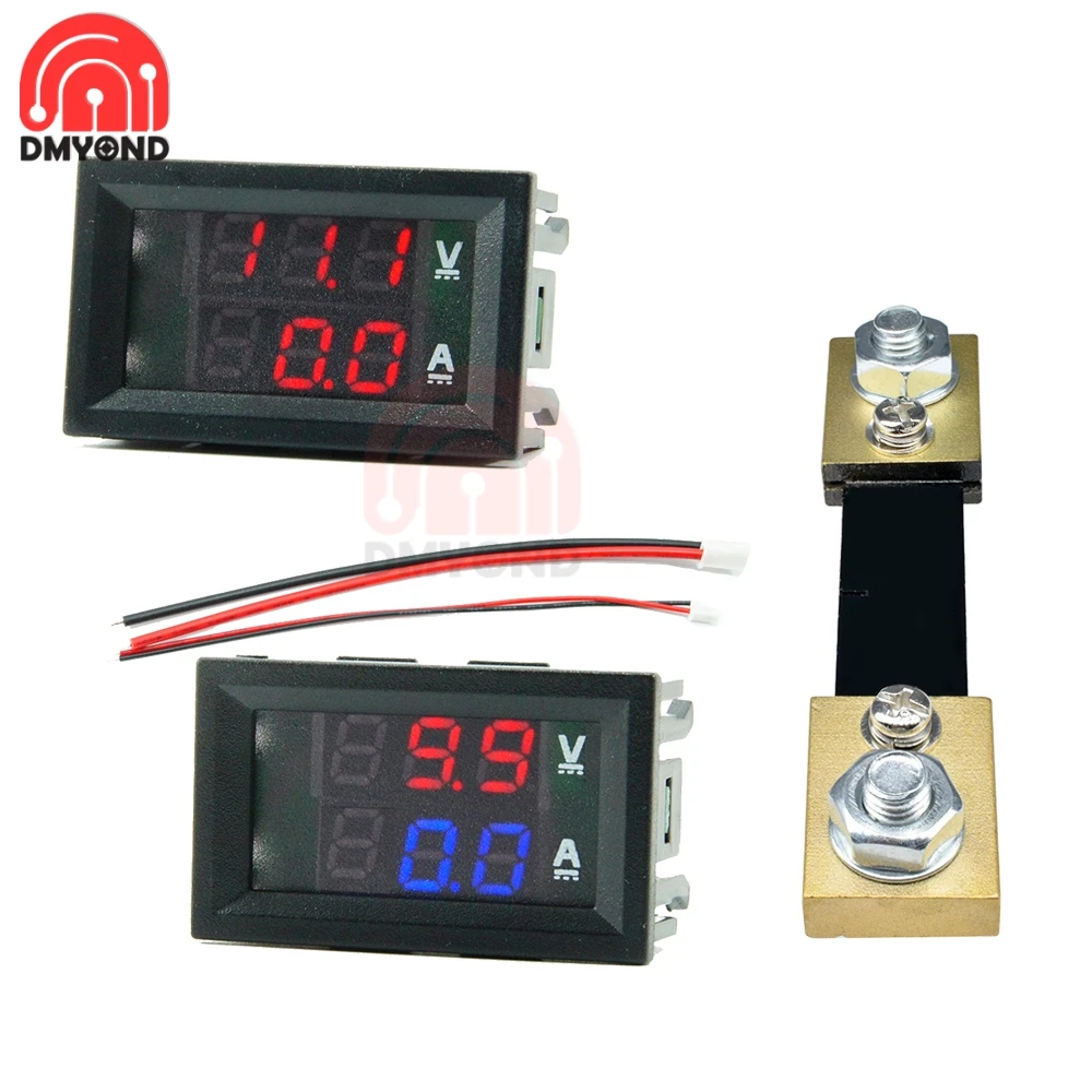 

0.28" Dual LED Display Mini Digital Voltmeter Ammeter 100A DC0-100V/ 7-110V Amp Volt Voltage Current Meter Detector Tester Gauge