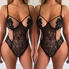 Женское сексуальное боди черное регулируемое треугольное Боди без рукавов кружевная чашка мягкое эластичное боди кружевные плюшевые комбинезоны