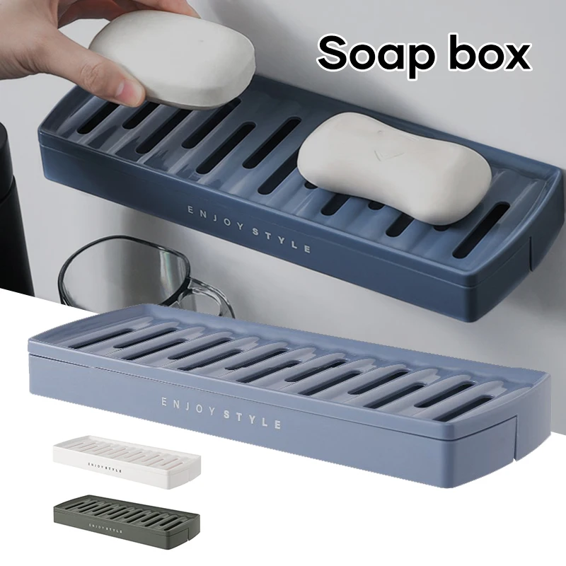 

Punch-free Drainage Fast Drying Clear Anti-Moisture Soap Holder Box Stand for Bathroom and Shower @LS
