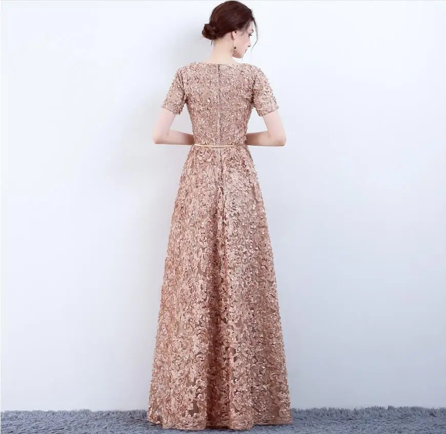 Элегантное кружевное вечернее платье цвета хаки простое до пола для выпускного