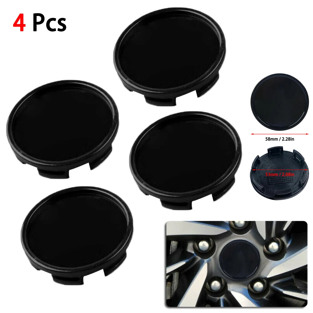 4X Black ABS Car Wheel Center Hub Cap Decorative Cover Kit Tire Rims 58mm 53mm | Автомобили и мотоциклы