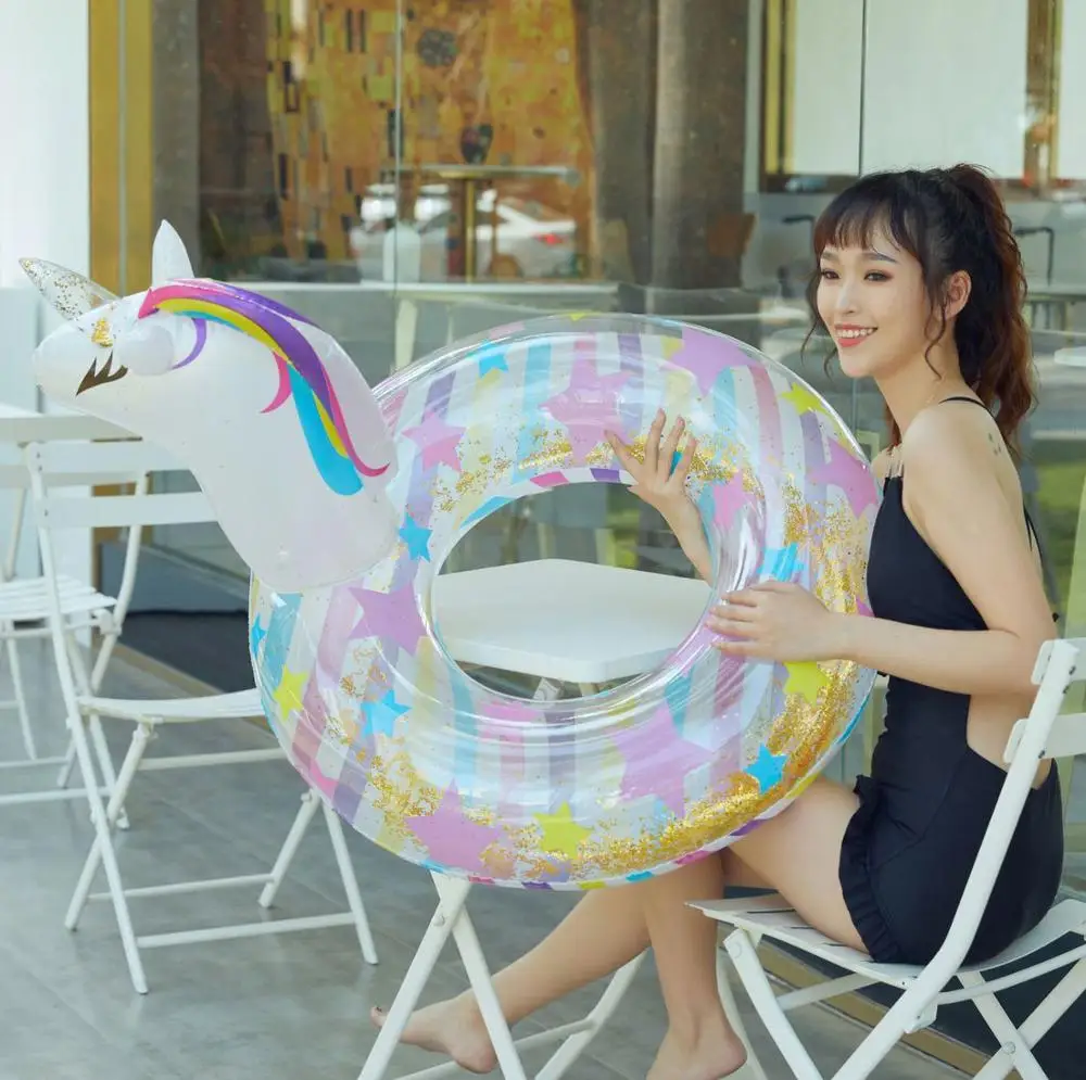 

Rooxin Party Swimming Inflatable Toys Pool Ring Women Ring Circle Adult Unicorn Float Swimming Pool Kids for Rubber Photo Props